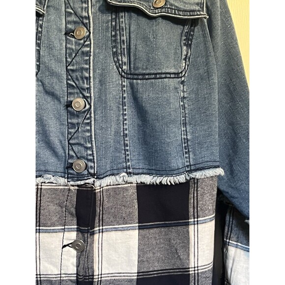 E.S.T. Denim 1946 Shacket For Women With Plaid Detail 18/20W - Picture 3 of 11